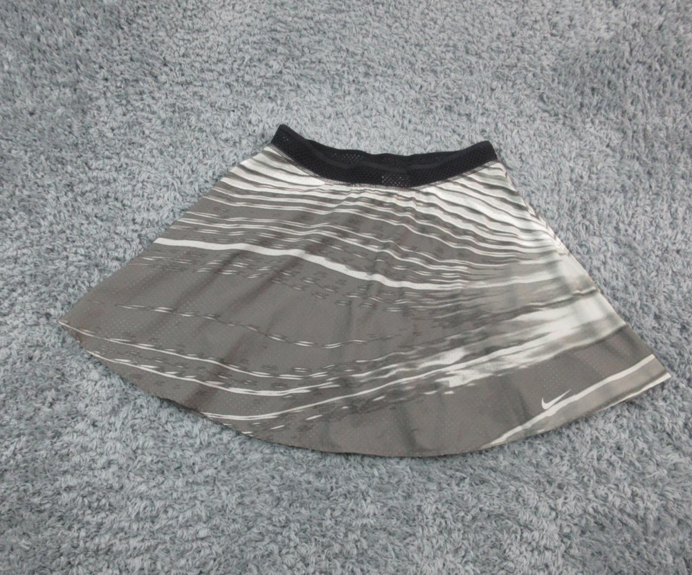 Nike Dri-FIT Skirt Womens Medium Gray Black Built In Shorts Athletic Skort 25x15